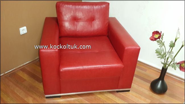 Kırmızı deri tekli koltuk modern tek kişilik koltuk